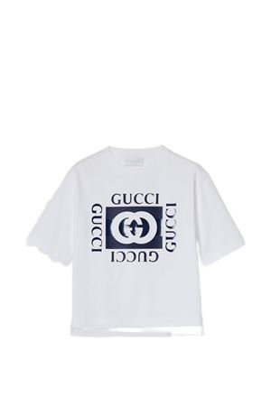 white cotton t-shirt GUCCI KIDS | 855551XJHO79056